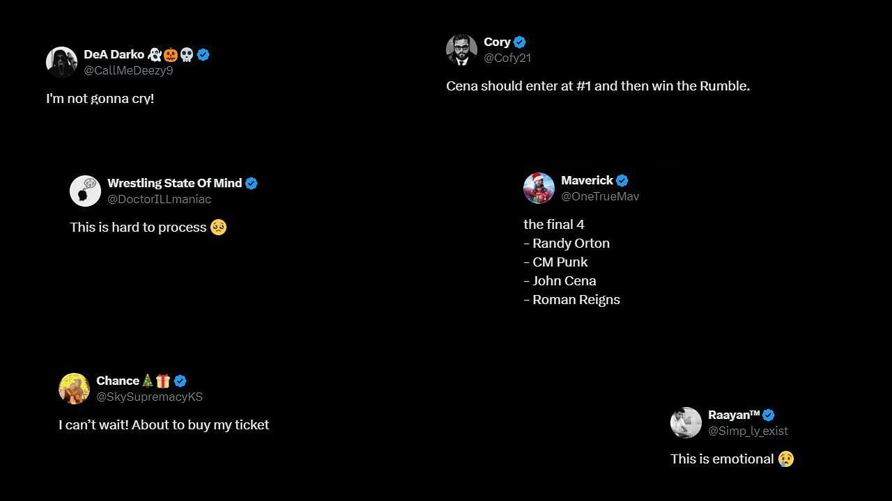 Fans react to Cena's announcement (Screenshots via Twitter)